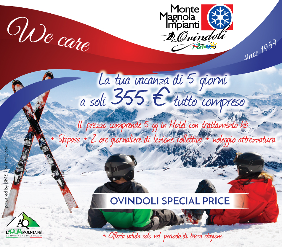 OVINDOLI SPECIAL PRICE è la proposta esclusiva che Ovindoli Monte Magnola ha realizzato, assieme agli operatori turistici del territorio per promuovere i soggiorni nel periodo di bassa stagione.