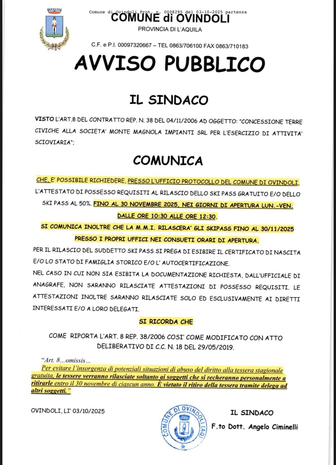  Avviso RITIRO STAG. Valligiani 2025/2026 DAL LUNEDì AL VENERDI 09:00-13:00